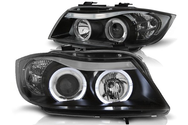LAMPS BMW E90 E91 05 08R ANGEL EYES RINGS BLACK