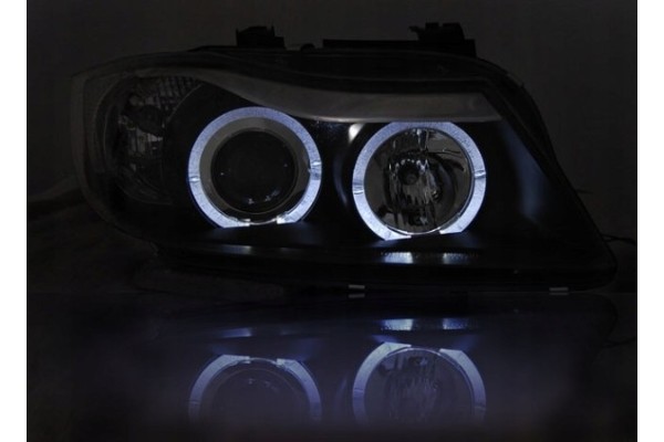 LAMPS BMW E90 E91 05 08R ANGEL EYES RINGS BLACK Installation side left right