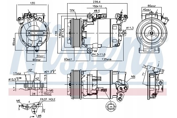 Compressor air conditioning NISSENS 890015 Part manufacturer Nissens