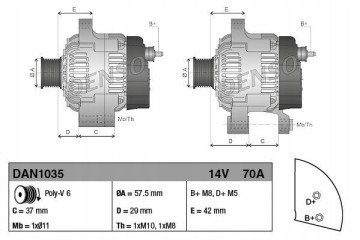 Alternator Denso DAN1035 Car type passenger cars
