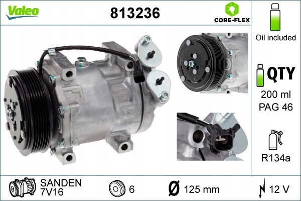 Compressor air conditioning VALEO 813236 Catalog number of substitutes ACAUTO AC 01SD077 ACAUTO AC 02SD01 ACAUTO AC 02VI01 ACAUT