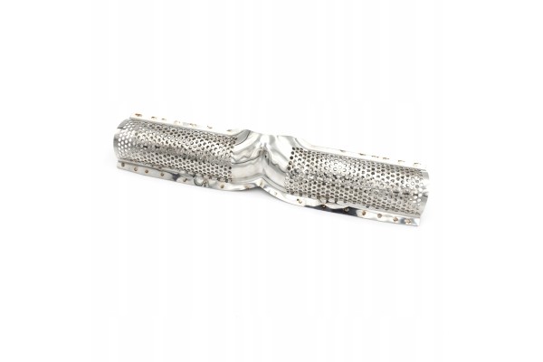 Transverse through silencer E502 500 mm 63 5 mm 2x50 mm Quality of parts according to GVO Q original with factory logo OEM OES