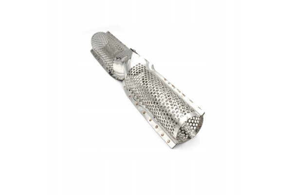 Transverse through silencer E502 500 mm 63 5 mm 2x50 mm Installation side front