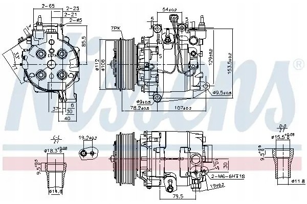 COMPRESSOR AIR CONDITIONING COMPRESSOR 890167 NISSENS Catalog number of the original HONDA 38810R60W01