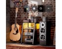 4 TIER HIFI BOOKCASE WITH WHEELS LED AND POWER SUPPLY RUSTIC BRONZE Packaging status original