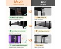 Estantería HiFi de 4 Niveles con Ruedas, LED y Alimentación, Marrón