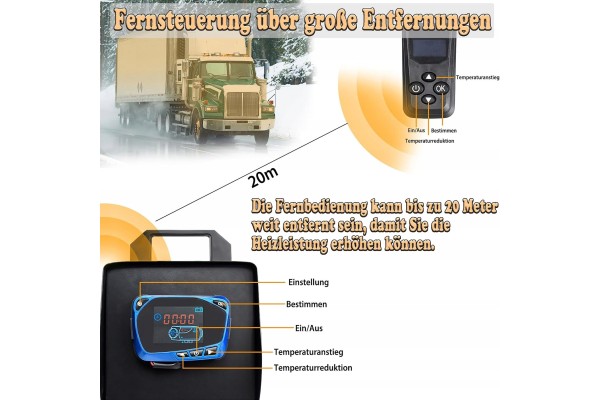 LZQ Diesel Parking Heating 8 kW 12V Remote Control LCD Monitor Car type 4x4 SUV buses trucks cargo vans RVs passenger cars