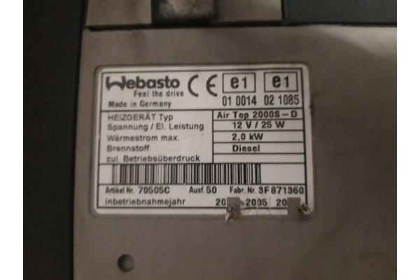 WEBASTO AIR TOP 20005 12V 010014021085 Catalog number of the part 010014021085