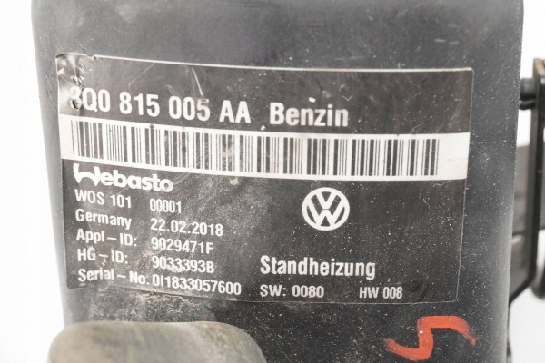 PARKING HEATER WEBASTO VW PASSAT B8 3Q0815005AA 9033393B Catalog number of the original 9033393B