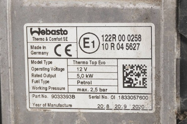 PARKING HEATER WEBASTO VW PASSAT B8 3Q0815005AA 9033393B Version European