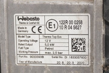 PARKING HEATER WEBASTO VW PASSAT B8 3Q0815005AA 9033393B Version European