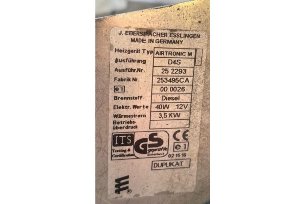 WEBASTO BLOWER EBERSPACHER AIRTRONIC M D4S 3 5KW JAMES COOK SPRINTER 901 Catalog number of the part WEBASTO DMUCHAWA EBERSPACHER