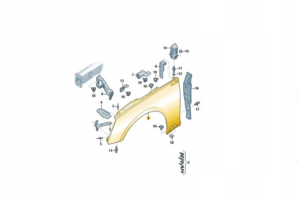 MUDGUARD LEFT FRONT AUDI A5 S5 8W6821105B ASO Color to be painted