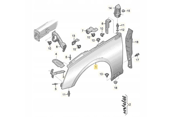 MUDGUARD LEFT FRONT AUDI A5 S5 8W6821105B ASO Installation side front left