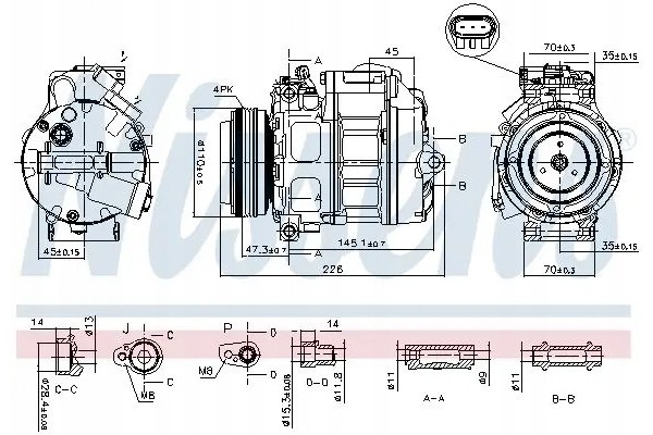 COMPRESSOR AIR CONDITIONING COMPRESSOR 890329 NISSENS Catalog number of the original BMW 64509121762 BMW 64529185146 BMW 6452919