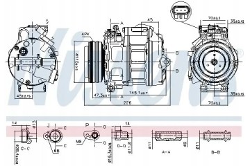 COMPRESSOR AIR CONDITIONING COMPRESSOR 890329 NISSENS Catalog number of the original BMW 64509121762 BMW 64529185146 BMW 6452919