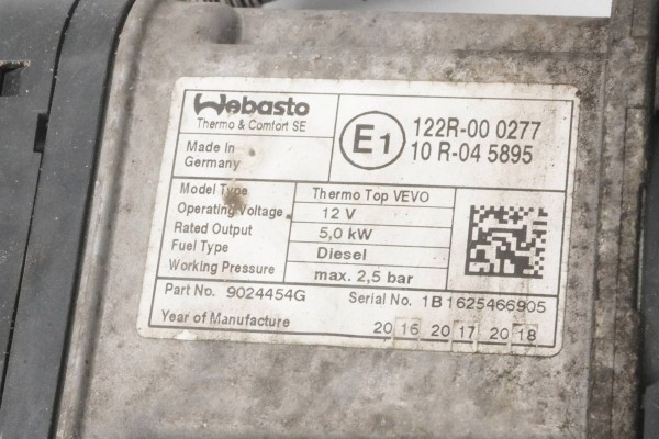 PARKING HEATER WEBASTO VOLVO V60 9024454G Version European