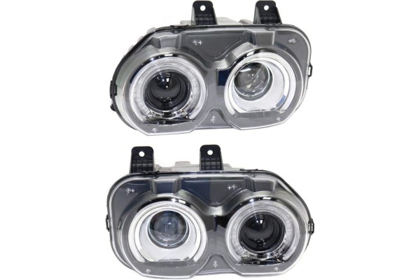 SET OF HEADLIGHTS DODGE CHALLENGER LA 2014 2023 EUROPEAN APPROVAL