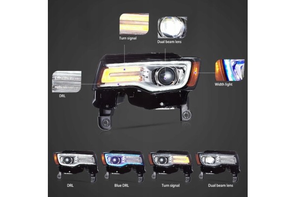 Headlights Lamp L R Vland Full Led Tuning Jeep Grand Cherokee WK2 Lift 13 Height adjustment manual