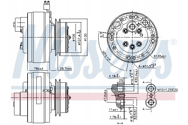 Compressor air conditioning NISSENS 890368 Part manufacturer Nissens