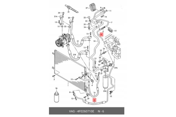 Air conditioning cable AUDI A6 C6 2 0D 2 4 5 2 4F0260710E 4F0 260 710 E Packaging status original