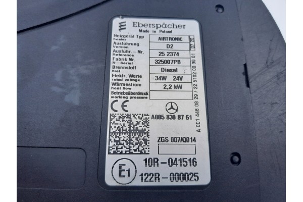 WEBASTO AIRTRONIC MERCEDES ATEGO AXSOR A0058308761 Catalog number of the part A0058308761