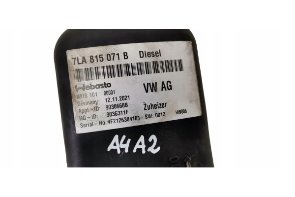 VW T6 TRANSPORTER WEBASTO PARKING HEATER 7LA815071B Car type passenger cars