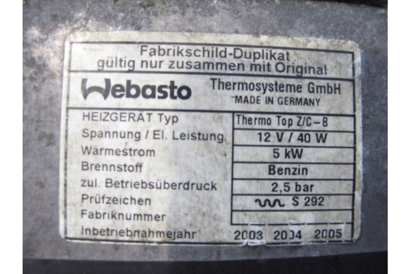 Calefactor Webasto VW Phaeton 6.0 W12 3D0815005L
