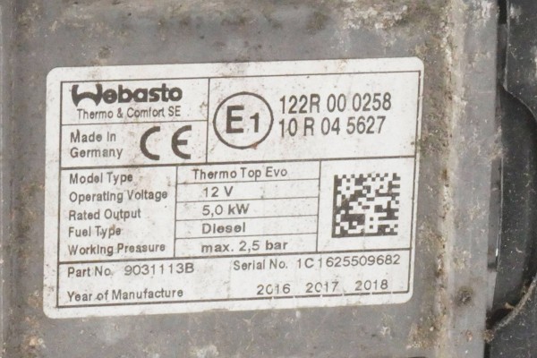 PARKING HEATER WEBASTO VW PASSAT B8 3Q0815005E 9031113B Version European