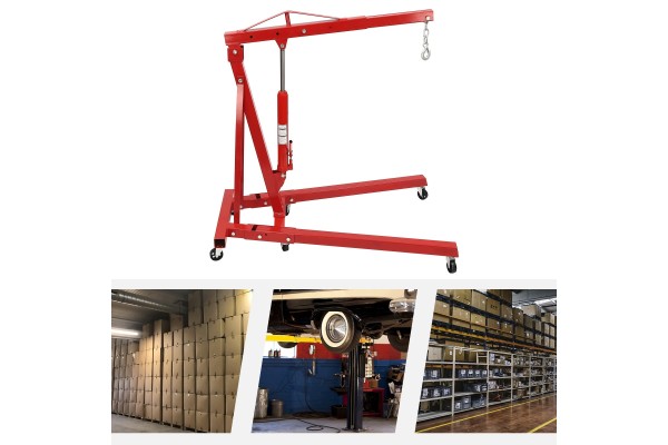 Red Folding Hydraulic Crane Carbon Steel Iron Alloy Steel 0 2 1m 0 6 89ft