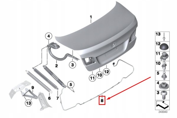 Cilindro eléctrico izquierdo para tapa de maletero BMW 5 F10 51247373