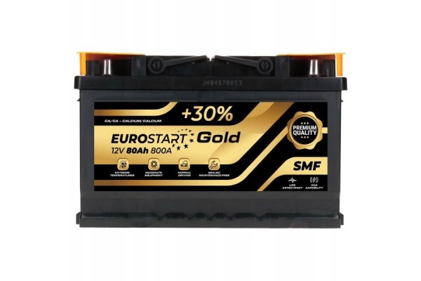 Battery Euro Start GOLD SMF 12V 80Ah 800A P L3 Catalog number of the part EG80
