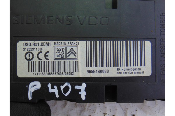 Módulo electrónico, Peugeot 407 Coupé Pack 2006, 9655140080