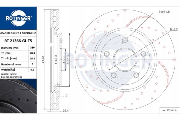 ROTINGER LANCIA VOYAGER FRONT 330mm Number of discs offered 2