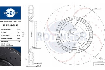 DISCS ROTINGER AUDI A6 C7 FRONT 356mm Number of discs offered 2