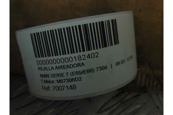 Rejilla aireadora, Bmw Serie 7 (E65/E66) 730d 2008, 7007148