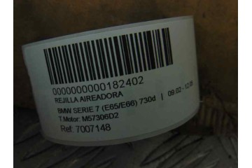 Rejilla aireadora, Bmw Serie 7 (E65/E66) 730d 2008, 7007148