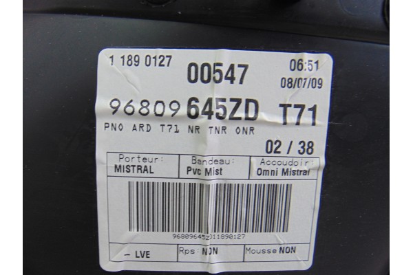 Guarnecido puerta trasera derecha, Peugeot 308 Premium 2009, 96809645