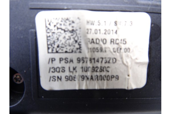 96781478 SISTEMA AUDIO / RADIO CD PEUGEOT 308