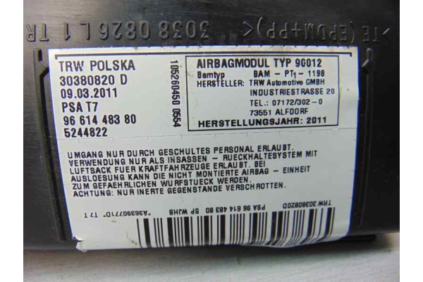 Airbag lateral izquierdo, 9661448380