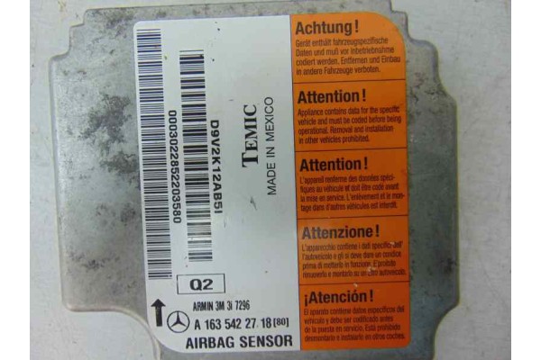 Centralita airbag, Mercedes-benz Clase Ml (Bm 163) 270 Cdi (163.113) 2002, A1635422718