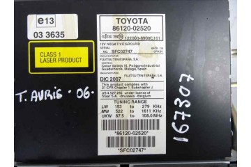 86120-02520 SISTEMA AUDIO / RADIO CD TOYOTA AURIS (E15) Active 2007 86120-02520 167307 TOYOTA - 3