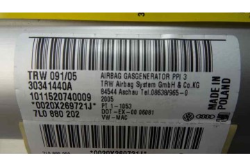 Airbag delantero derecho, Volkswagen Touareg (7LA) Tdi V10 2003, 7L0880202