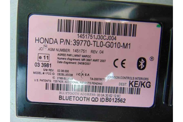39770-TL0-G010-M1 MODULO ELECTRONICO HONDA ACCORD TOURER (CW)