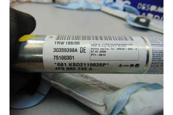 4F9880742A AIRBAG CORTINA DELANTERO DERECHO AUDI A6 AVANT (4F5) 3.0 TDI Quattro (171kW) 2006 4F9880742A 176837 AUDI - 1