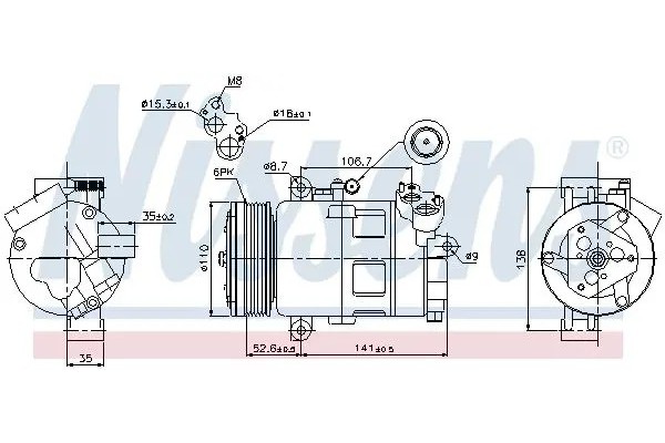 COMPRESSOR AIR CONDITIONING COMPRESSOR 89307 NISSENS Catalog number of the part 89307
