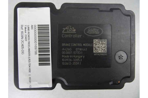 Abs, Land Rover Freelander (LR2) TD4 Hse 2007, 6G9N-2C405-DG