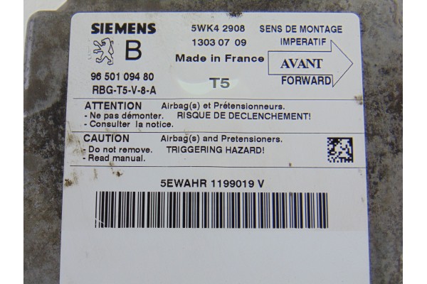 Centralita airbag, Peugeot 307 Break / Sw (S1)(04.2002) Sw Pack 2003, 9650109480