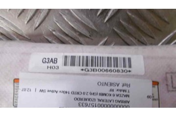 Airbag lateral izquierdo, Mazda 6 Familiar (Gh) 2.0 CRTD 140cv Active SW 2006, ASIENTO