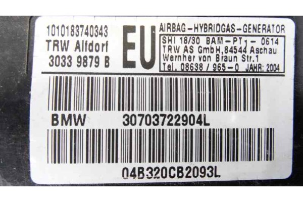 Airbag lateral delantero izquierdo, Bmw Serie 3 Berlina (E46) 320d Edition Exclusiv 2004, 30339879B